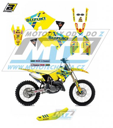 Polepy s potahem sedla (sada polep a potah sedla Graphics) - Suzuki RM125+RM250 POLISPORT / 01-11 - typ polep Replica Suzuki Restyle