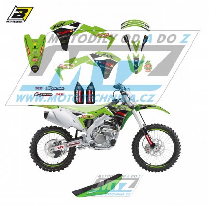 Polepy s potahem sedla (sada polep a potah sedla Graphics) - Kawasaki KXF250 / 17-20 - typ polep Replica FH Racing Team