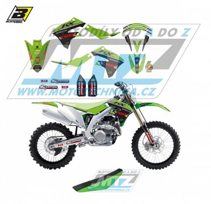 Polepy s potahem sedla (sada polep a potah sedla Graphics) - Kawasaki KXF250 / 21-23 + KXF450 / 19-23 - typ polep Replica FH Racing Team