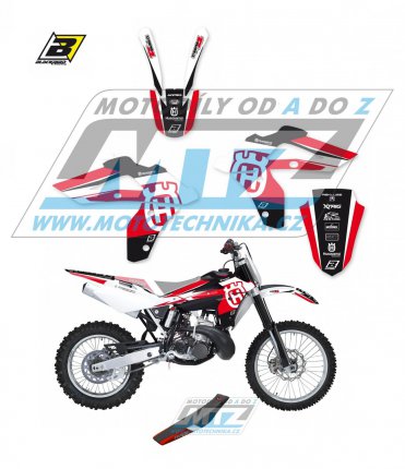 Polepy s potahem sedla (sada polep a potah sedla Dream) - Husqvarna CR125+WR125 / 06-08 + WR250 / 06-13 + WR300 / 09-13 - typ polep Dream4 - erven barevn varianta