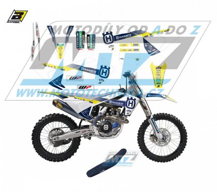 Polepy s potahem sedla (sada polep a potah sedla Graphics) - Husqvarna FC250+FC350+FC450 + TC125+TC250 / 16-18 + FE250+FE350+FE450+FE501 + TE125+TE250+TE300 / 17-19 - typ polep Replica Husqvarna Trophy