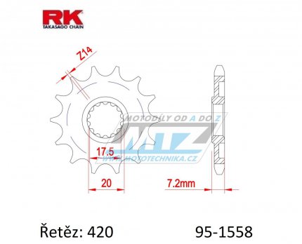 Koleko etzov (pastorek) 1558-14zub RK - Yamaha YZ65 / 18-23