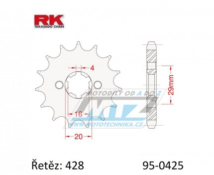 Koleko etzov (pastorek) 0425-15zub RK - Suzuki RG125+RG125F + TSR125+TS125