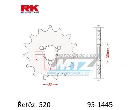 Koleko etzov (pastorek) 1445-11zub RK - Kawasaki KX125 / 94-08 + Suzuki LT250E+LT250F