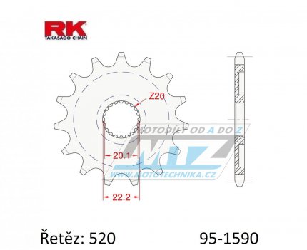 Koleko etzov (pastorek) 1590-13zub RK - Yamaha YZ125+YZF250+WRF250 + WR250R+WR250X + Gas-Gas ECF250+ECF300+ECF450