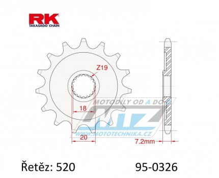 Koleko etzov (pastorek) 0326-12zub RK - Honda CR125R / 87-03