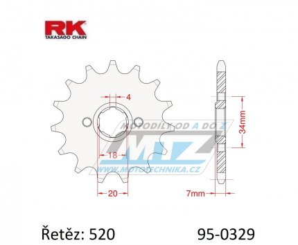 Koleko etzov (pastorek) 0329-14zub RK - Honda TLM200R + TLR200D + TLM220R + CA125S Rebel + MBX125FE + MBX125 + MTX125R + NS125F + NS125R + NSR125F