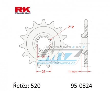 Koleko etzov (pastorek) 0824-14zub RK - Husqvarna TE250+TE310+TE410+TE450+TE510+TE570+TE610 + TE410E+TE610E + TC250+TC450+TC510+TC570+TC610 + SMR450+SMR510+SMR530+SMR570+SMR630 + SM610+SM630