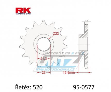 Koleko etzov (pastorek) 0577-14zub RK - MuZ 600+660 + Yamaha SRX400 + TT600R + XT600 + SZR660 + XTZ660