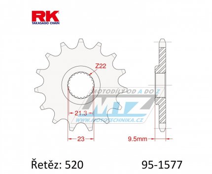 Koleko etzov (pastorek) 1577-15zub RK - Yamaha TT600RE / 04 + XT600E / 99-03