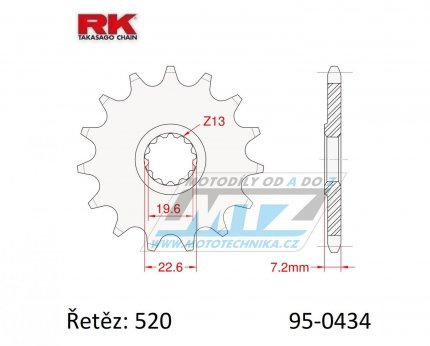 Koleko etzov (pastorek) 0434-15zub RK - Suzuki DR250+DR400+DR500 + GZ250 Marauder + VL250 Intruder + GF250+TU250X+SP370+SP400 + GN250+GN400