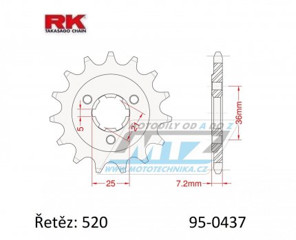 Koleko etzov (pastorek) 0437-15zub RK - Suzuki SP600F + DR600S + DR650RSE