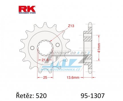 Koleko etzov (pastorek) 1307-15zub RK - Honda XR650R + Kawasaki ZX6R Ninja + ZX6RR Ninja