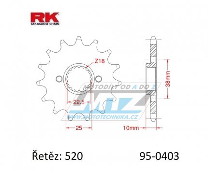 Koleko etzov (pastorek) 0403-14zub RK - BMW G450X + BMW G450X Street Legal + Husqvarna 449SMR + 449TC + 449TE + 511SMR + 511TE