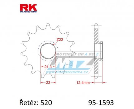 Koleko etzov (pastorek) 1593-14zub RK - Yamaha YFM250R Raptor