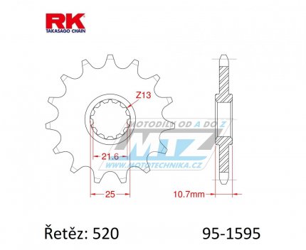 Koleko etzov (pastorek) 1595-16zub RK - Yamaha FZ6R + XJ6 + FZ1