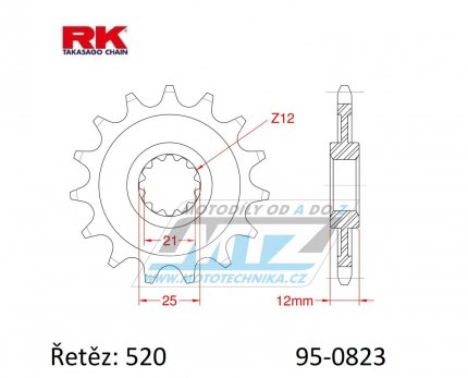 Koleko etzov (pastorek) 0823-13zub RK - Husaberg FE350+FE400+FE501+FE600 + FE450+FE550+FE650 + FC350+FC450+FC501+FC550+FC600 + MX350+MX499+MX501+FS450+FS550+FS650 + Husqvarna CR125+WR125 + WR240+WR250+WR350+WR400+WR430+WR500 + TC500+TC510+TE500