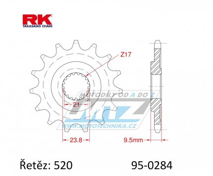 Koleko etzov (pastorek) 0284-12zub RK - Honda CRF250R+CRF450R + CRF450RX+CRF450X + CR250+CR500 + TRX450R+TRX450ER+TRX700XX + CRM250R