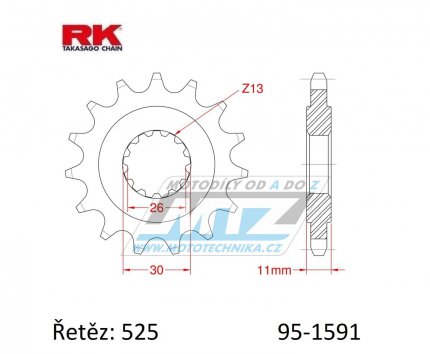 Koleko etzov (pastorek) 1591-14zub RK - Yamaha XTZ690 Tenere+700 Tenere + FZ07+FZ8+FZ09+FJ09 + MT07+MT09+MT10 + XSR700+XSR900 + 900 Tracer + 900 Nikken+TDM900+YZF-R1