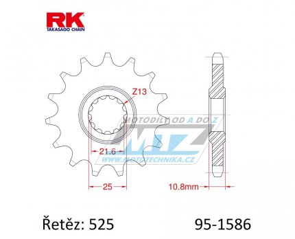 Koleko etzov (pastorek) 1586-16zub RK - Yamaha YZF R6 + TDM850 + TRX850