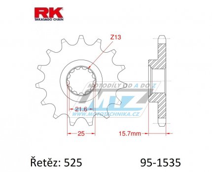 Koleko etzov (pastorek) 1535-14zub RK - Kawasaki ZZR600 + ZX6R Ninja