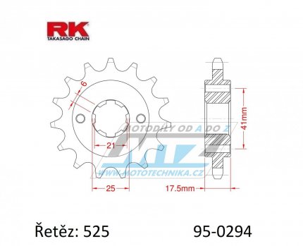 Koleko etzov (pastorek) 0294-15zub RK - Honda CBR400FE + VF400FC + VF400F2E + XL400 V Transalp + NV600CJ Steed + VT600CJ Chopper