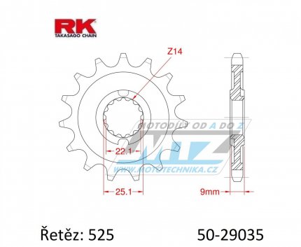 Koleko etzov 29035-15zub RK - Benelli 1130 Caf Racer + 1130 TNT + 1130 Tornado TRE + 1130 TRE + 752 S ABS + 900 Tornado