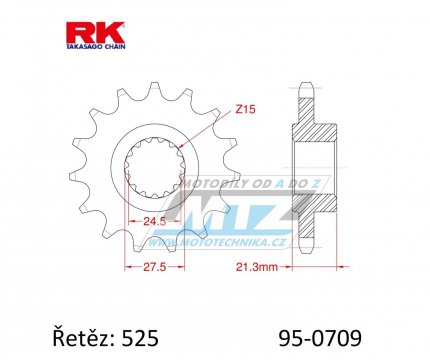 Koleko etzov (pastorek) 0709-16zub RK - Aprilia 750 Dorsoduro / 07-16 + 750SL Shiver / 07-16 + 900 Dorsoduro / 17-20 + 900 Shiver / 17-20 + 1200 Dorsoduro V4R / 11-16