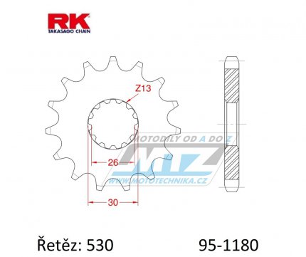 Koleko etzov (pastorek) 1180-19zub RK - Triumph 750 + T509 + 900 + 955 + 955i + 1000 + 1050 + 1200