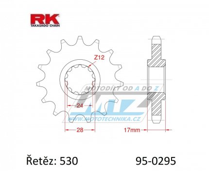 Koleko etzov (pastorek) 0295-16zub RK - Honda CBR500F + CBR600F + CBR600F Hurricane + CBR600SJR