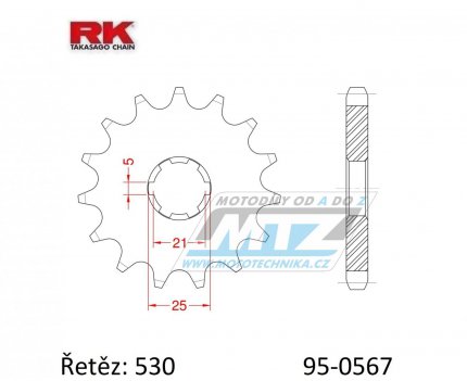 Koleko etzov (pastorek) 0567-15zub RK - Yamaha RD250DXD + RD250LC + RZ250 + XS250 + RD350LC + XS400 + XS400SE + RD250DXC + RD250DXE + RD400DX + RD400DXE + XS400