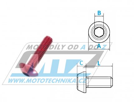 roub Alu - Aluminum Bolt M5x20mm - erven