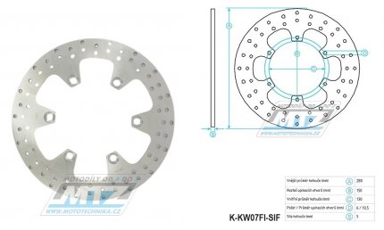 Kotou brzdov (280/130/6D) - Kawasaki Eliminator 400 / 88-89+ER5 / 96-06+GPZ500S / 87-88+Eliminator 600 / 86-94+Z750Turbo / 84-86+Eliminator 900 / 85-87+GPZ900R / 84-89+Eliminator 1000 / 86-90+GPX1000R / 86-89+GTR1000 / 94-06