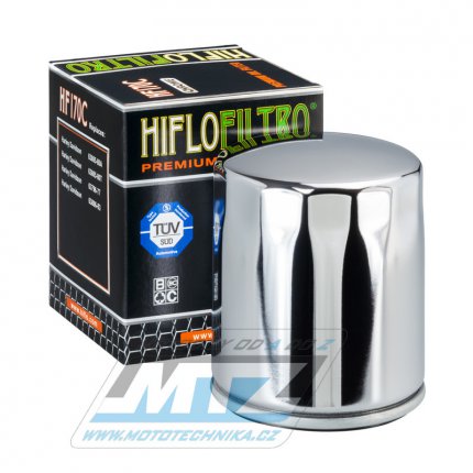 Filtr olejov HF170C (HifloFiltro) chromov - Harley Davidson XL883 Sportster + XLH883 Sportster + XL1000 + XLS1000 + XLX1000 + XLH1100 + XLH1200 Sportster + XL1200NS Sportster Iron + FLHT Electra Glide + FLHTC-UI Ultra Classic + FLTC Tour Glide...