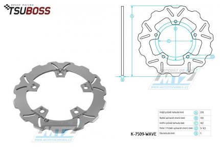 Kotou brzdov (230/102/5D) zubat desing - Yamaha YZF R125 / 08-13