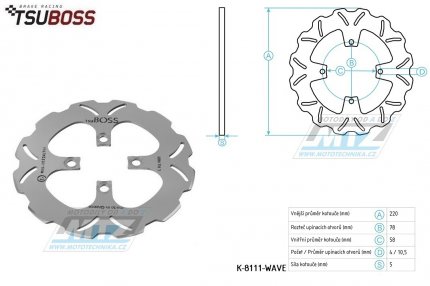 Kotou brzdov (220/58/4D) - Honda NSC 50R+Vision50+ AFS110Wave+SCV110Lead + Vision110+PCX125+SH125Mode+ PCX150