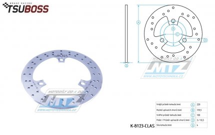 Kotou brzdov (220/100/3D) - Suzuki UH125 Burgman / 02-05 + UH150 Burgman / 02-05