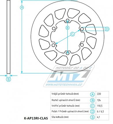 Kotou brzdov (220/110/6D) - ApriliaMX125+Pegaso125+RS125 Extrema+RS125 Replica + Pegaso600 / 89-90+Pegaso / 91-00