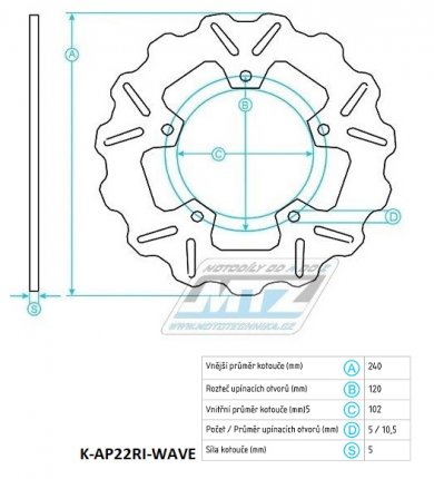 Kotou brzdov (240/102/5D) - Aprilia MXV450 / 09-10+RXV450 / 05-11+SXV450 / 05-11+RXV550 / 05-11+SXV550 / 05-11