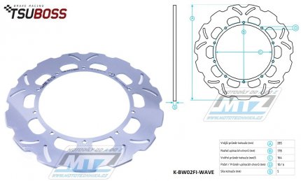 Kotou brzdov (285/164/10D) - zubat design WAVE - BMW K750+R800+K1000+R1000+K1100+R1100