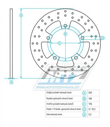 Kotou brzdov (265/136/5D) - BMW F650+F700+F800 + K1200R+K1200S+K1300R+K1300S + R1200R+R1200S+R1200GS+R1200GS Adventure+R1200 HP2+R1200 Nine+S1000XR + Husqvarna Nuda 900+Nuda 900R