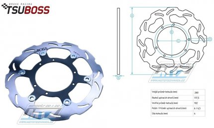 Kotou brzdov PLOVOUC - zubat desing Wave (vnj prmr 260mm) - Honda CR125+CR250+CR500 + CRF250R+CRF250RX+CRF250X+CRF450R+CRF450RX+CRF450X