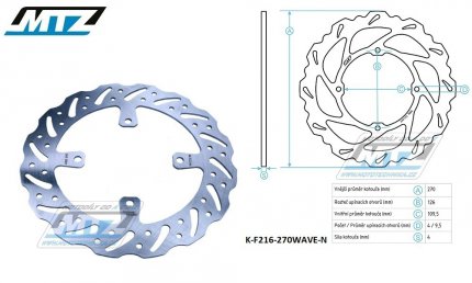 Kotou brzdov MTZ nerezov - zubat desing Wave (vnj prmr 270mm) - Kawasaki KX125+KX250+KXF250+KXF450 + KLX450