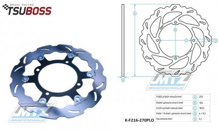 Kotou brzdov PLOVOUC nerezov - zubat desing Wave - Kawasaki KX125+KX250+KXF250+KXF450 + KLX450