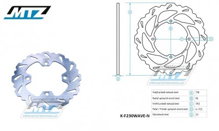 Kotou brzdov MTZ nerezov - zubat desing Wave - Kawasaki KX65 / 00-24 + Suzuki RM65 / 03-05