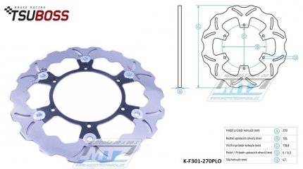 Kotou brzdov PLOVOUC - zubat desing Wave (vnj prmr 270mm) - Yamaha YZ125 / 17-23 + YZ250 / 17-23 + YZ250X / 17-23 + YZF250 / 16-23 + YZF250X / 17-23 + YZF450 / 16-23 + YZF450X / 16-23 + WRF250 / 17-21 + WRF450 / 16-20