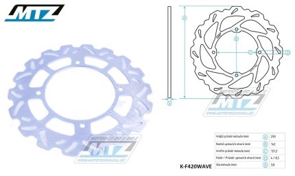 Kotou brzdov MTZ - zubat desing Wave - Suzuki DR350 / 90-99 + DR250 / 90-95