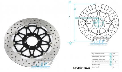 Kotou brzdov plovovouc nerezov (320/64/6D) - kulat design - Aprilia+Benelli+Bimota+BMW+Cagiva+Ducati+KTM+Laverda+Morini+Moto Guzzi+Voxan+Yamaha