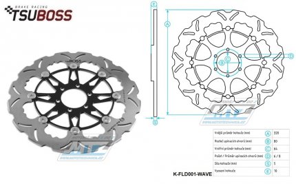 Kotou brzdov plovovouc nerezov (320/64/6D) zubat desing - Aprilia+Benelli+Bimota+BMW+Cagiva+Ducati+KTM+Laverda+Morini+Moto Guzzi+Voxan+Yamaha