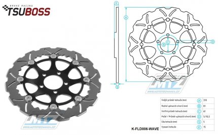 Kotou brzdov plovovouc (310/61/5D) - zubat design - Kawaski ZXR400 / 91-02+ZX7R Nijna / 89-95+ZXR750R / 89-92+ZXR750 / 89-95+ZX9R Ninja / 00-01+Zephyr1100 / 93-98+ZRX1100 / 97-00+ZZR1100 / 90-92+ZRX1200 / 01-06+ZRX1200R+ZRX1200S / 01-06